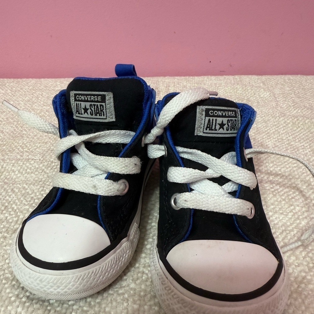 Converse Chuck Taylor All Star Mid Hi Top Sneakers Infant Boys Size 5 Blue/Black - Picture 3 of 8